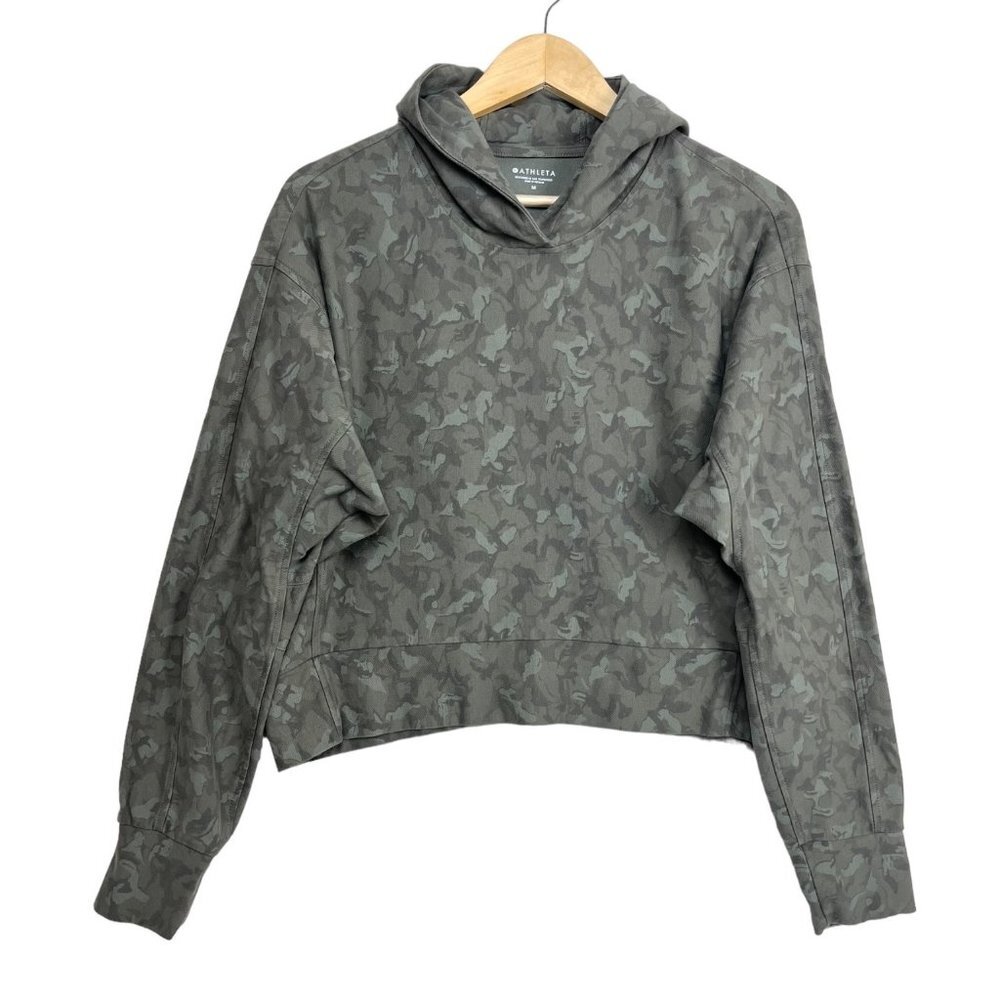 Athleta‎ Farallon green camo batwing hoodie athleisure size M - Picture 3 of 10